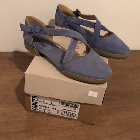 Camper Shoes - Camper blue Casi Tiptap buckle up sandal flats.  New in box!